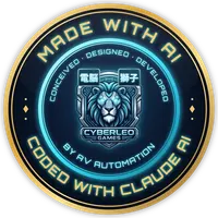 Made with AI – CyberLeo Games by AV Automation: conceived, designed, developed. Coded with Claude AI.
