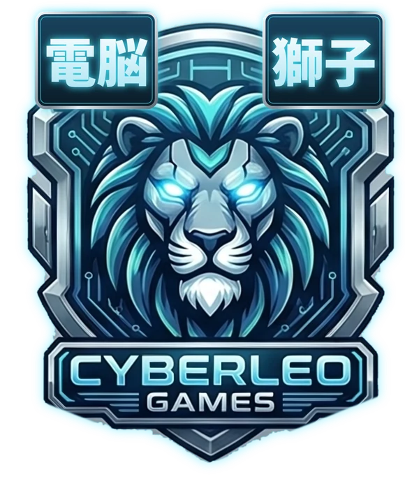 CyberLeo Games logo – cyber lion shield 電脳獅子